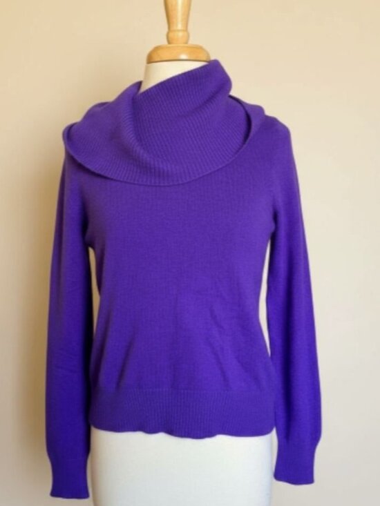 Charter Club 100% Cashmere Cowl Neck Sweater Purple...